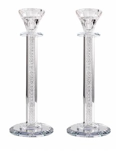 Picture of Crystal Candlesticks Inner Net in Stems Diamond Design Silver 10.25"